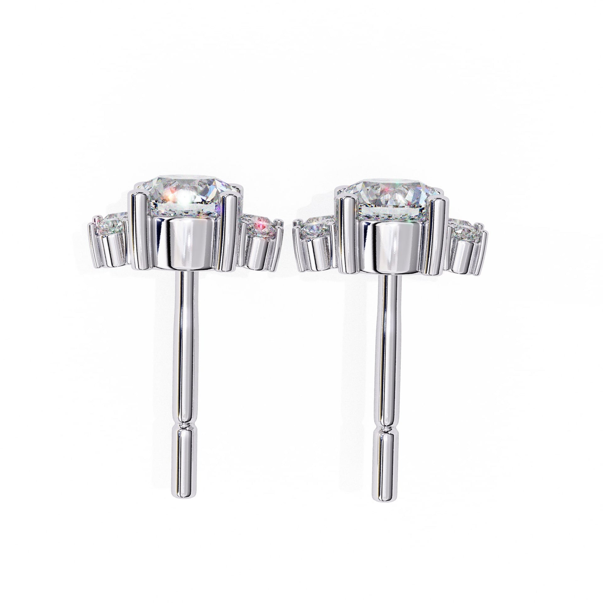 Round And Marquise Cut Lab Diamond Earrings