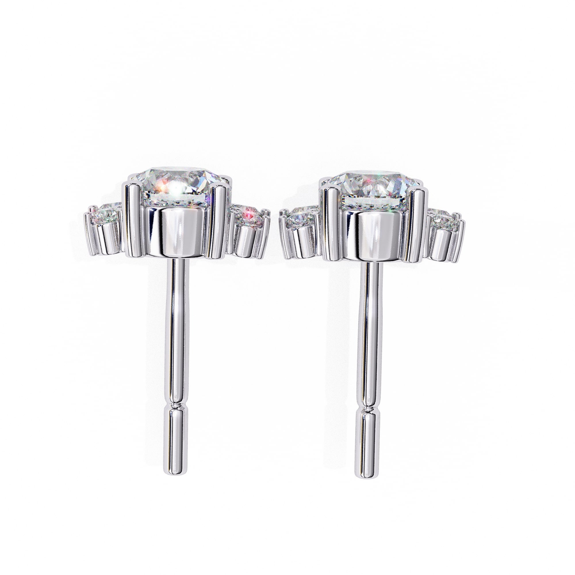 Unique Round And Marquise Cut Diamond Earrings