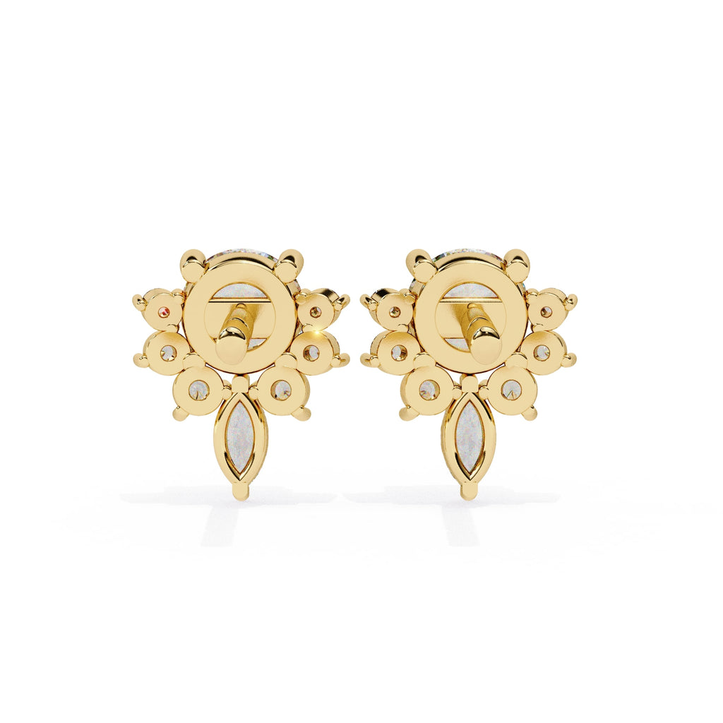 Unique Round And Marquise Cut Diamond Earrings