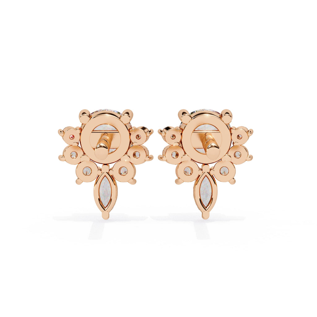 Unique Round And Marquise Cut Diamond Earrings