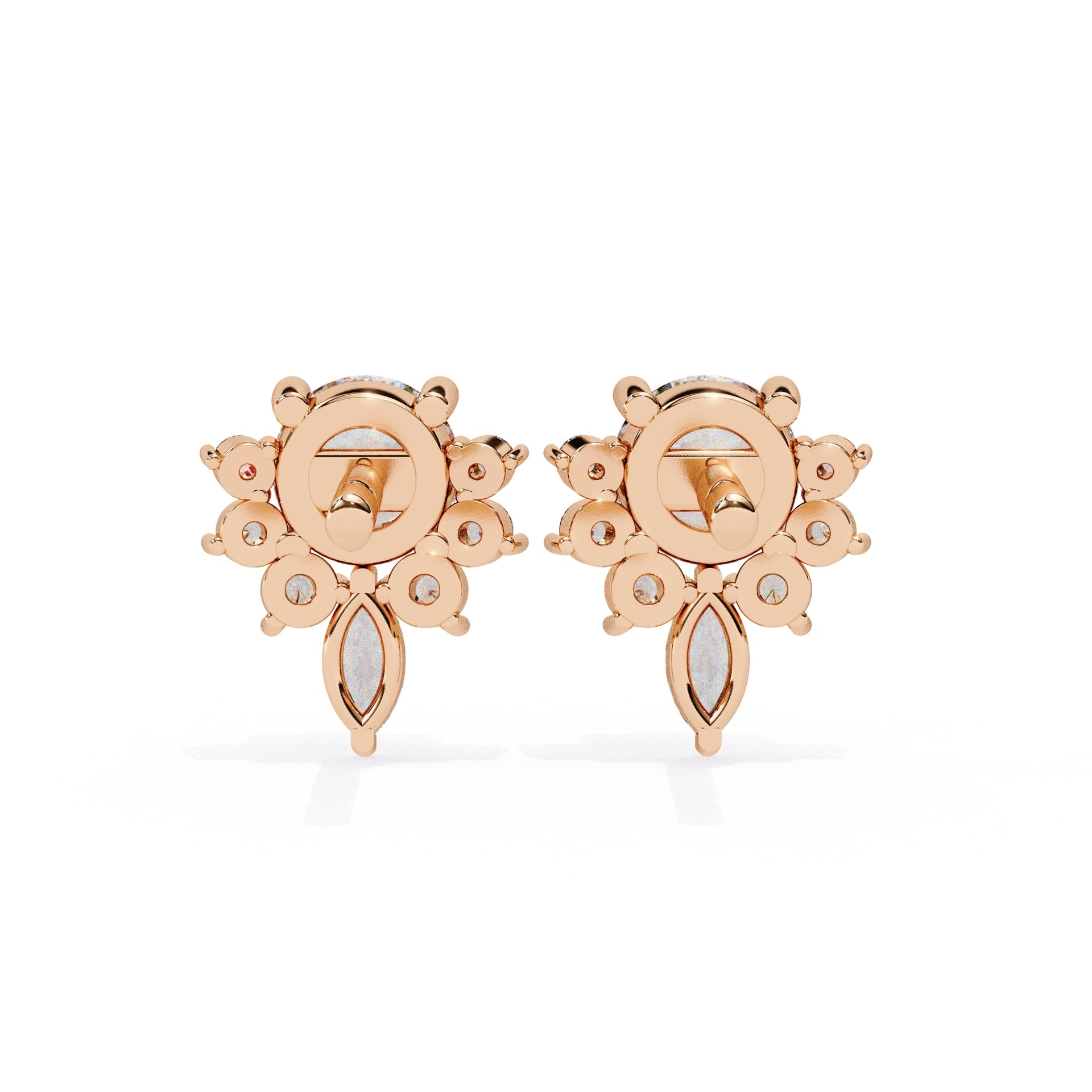 Round And Marquise Cut Lab Diamond Earrings
