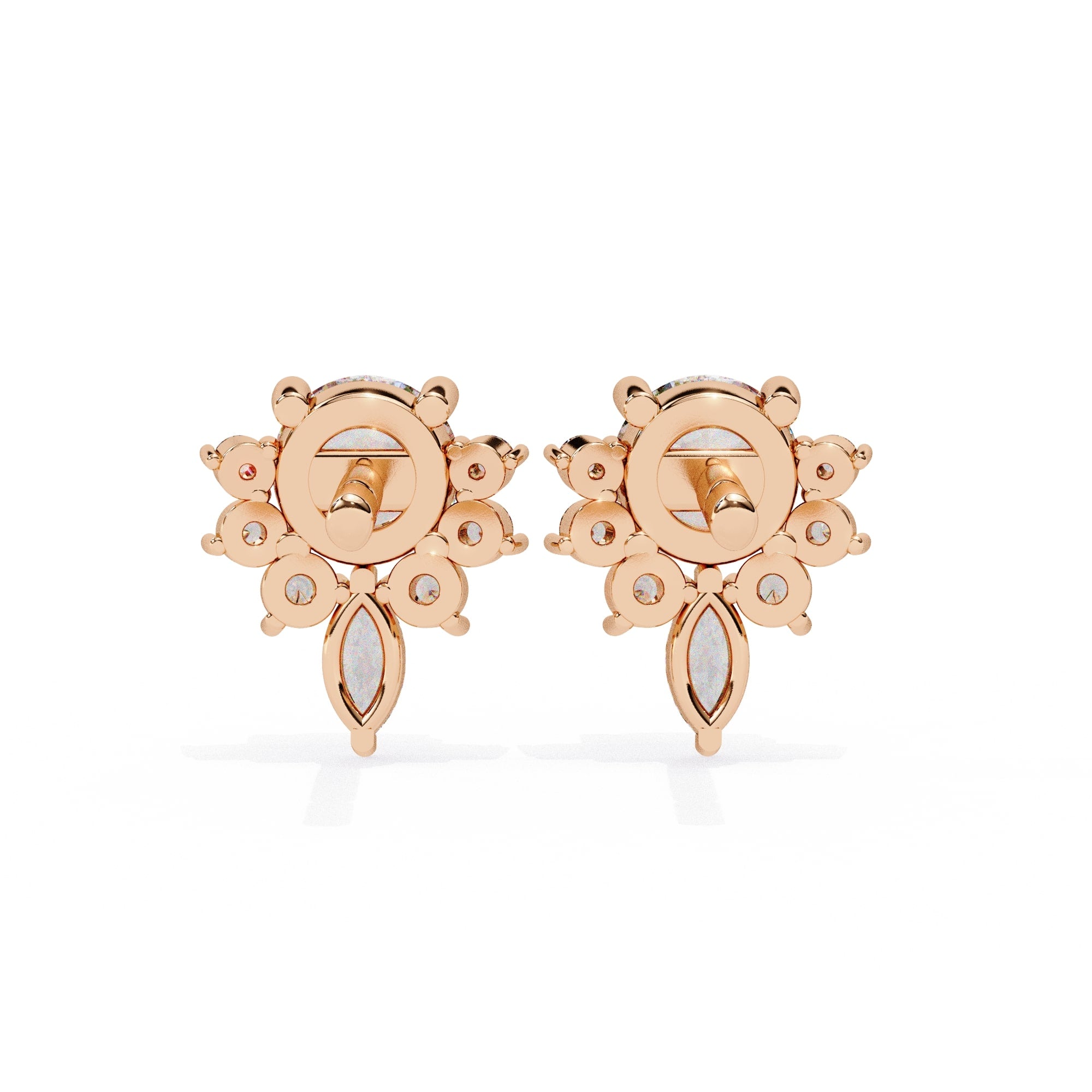 Unique Round And Marquise Cut Diamond Earrings