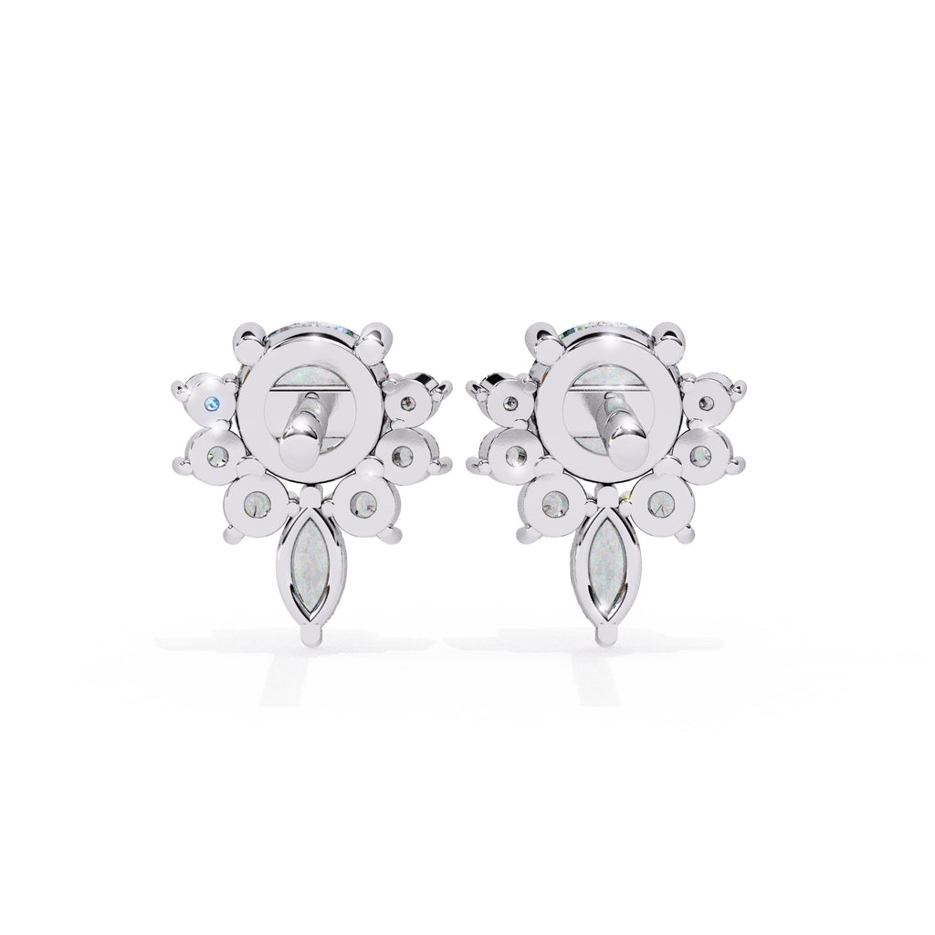 Unique Round And Marquise Cut Diamond Earrings