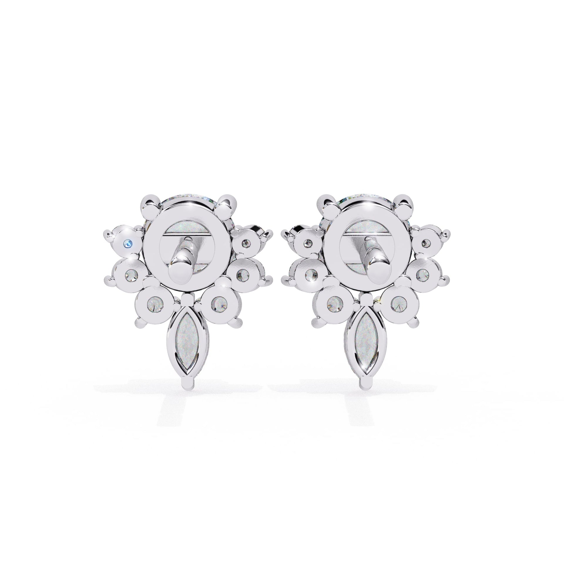 Round And Marquise Cut Lab Diamond Earrings