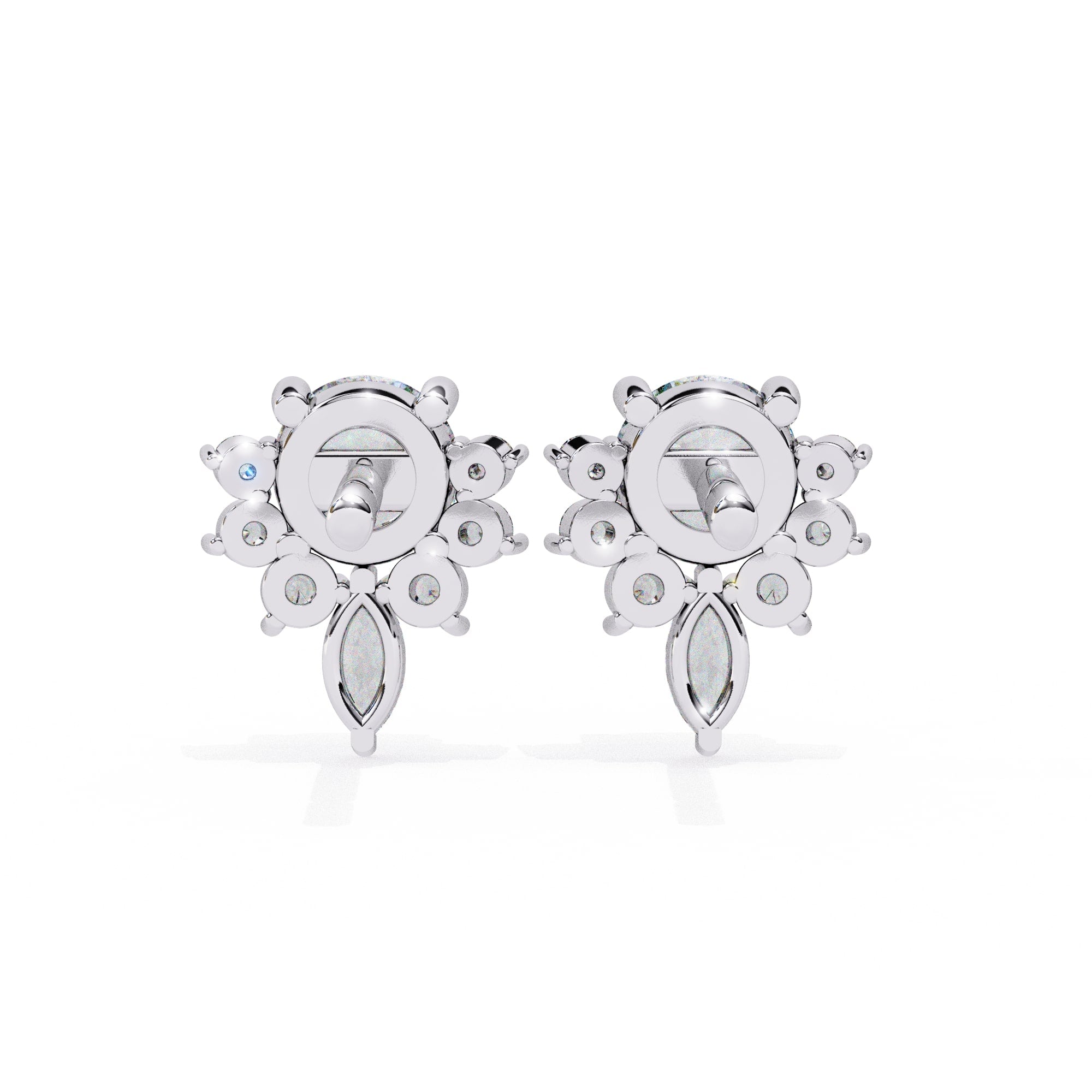 Unique Round And Marquise Cut Diamond Earrings
