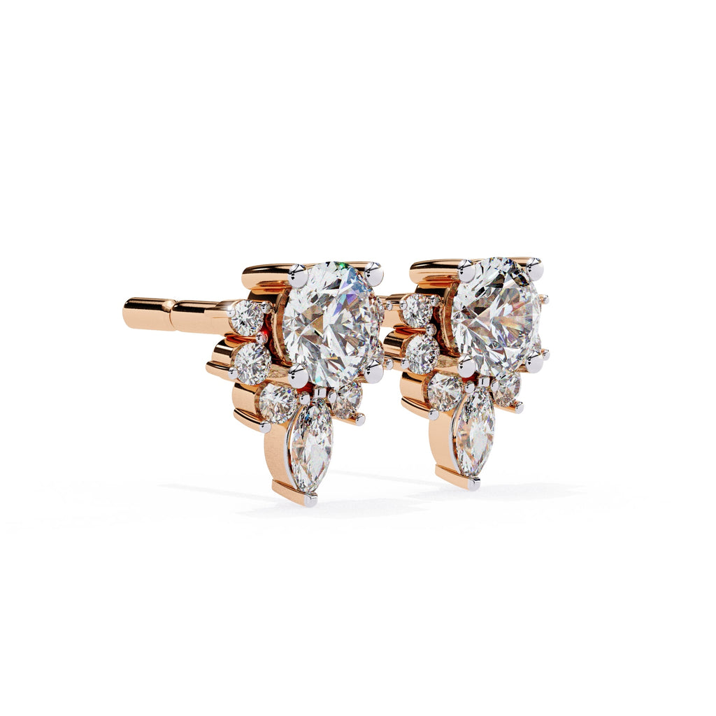 Unique Round And Marquise Cut Diamond Earrings