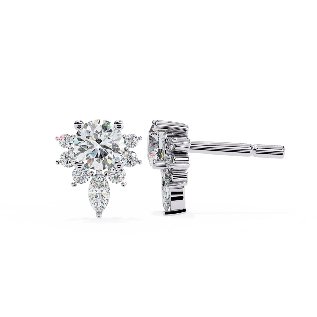 Unique Round And Marquise Cut Diamond Earrings