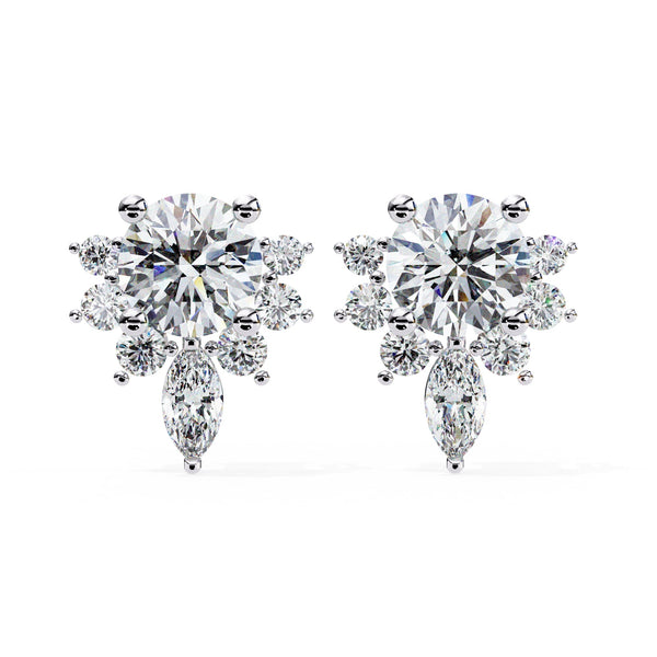Round And Marquise Cut Lab Diamond Earrings