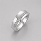 1.1 ct Round Cut Lab Grown Diamond 14K White Gold Pave Ring For Him