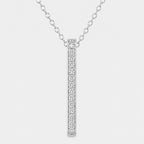0.21 ct Round Cut Lab Grown Diamond White Gold Bar Pendant For Men