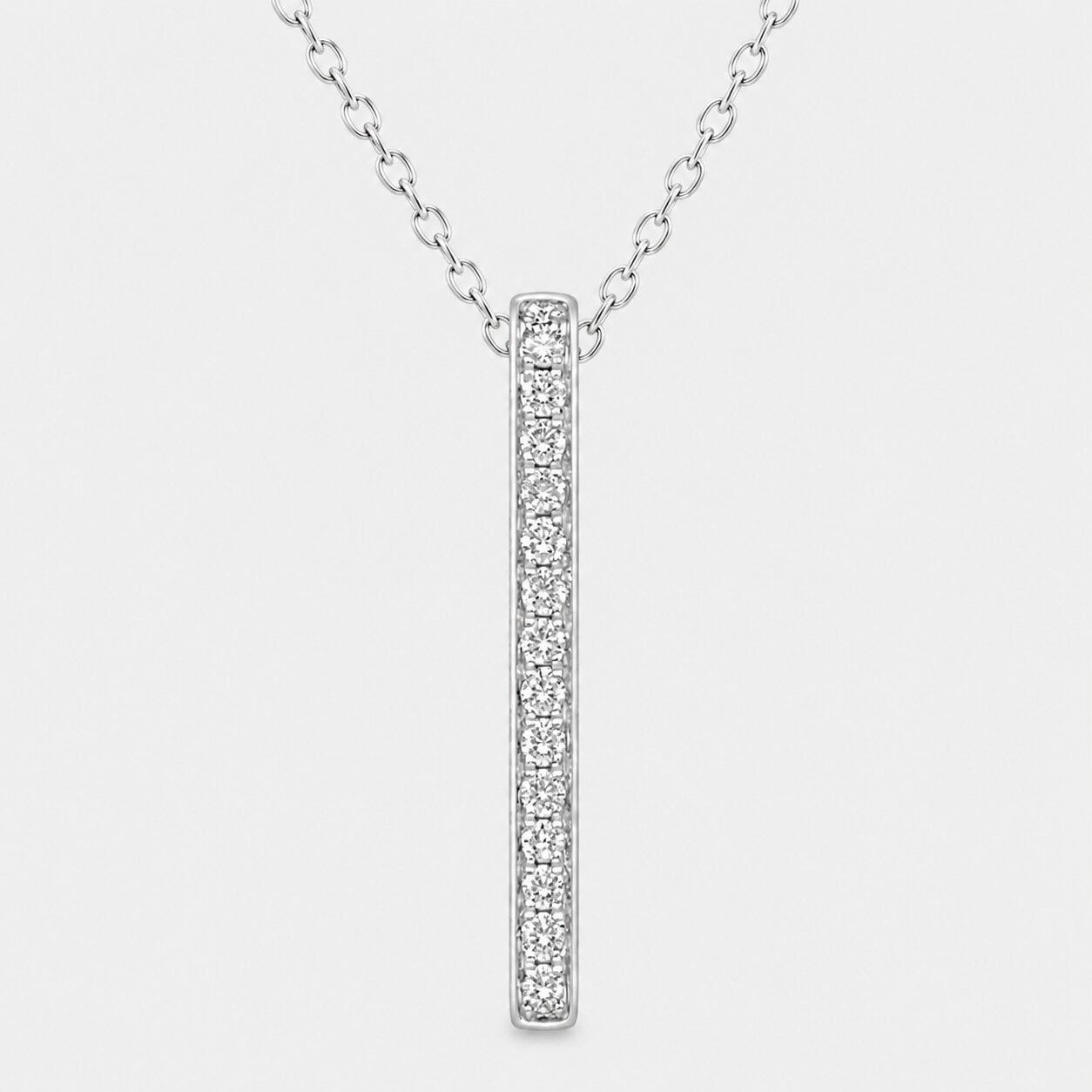 0.21 ct Round Cut Lab Grown Diamond White Gold Bar Pendant For Men