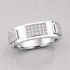 0.15 Carat Round Cut Lab Grown Cluster Diamond Classic Mens Signet Ring