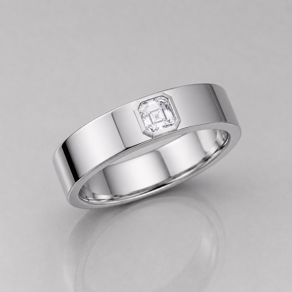 0.36 Ct Asscher Lab Grown Diamond Solitaire Engagement Ring For Men