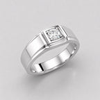 0.5 ct Round Lab Created Diamond 14K White Gold Ring For Men