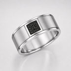 Round Cut Black Diamond Men's Wedding Band