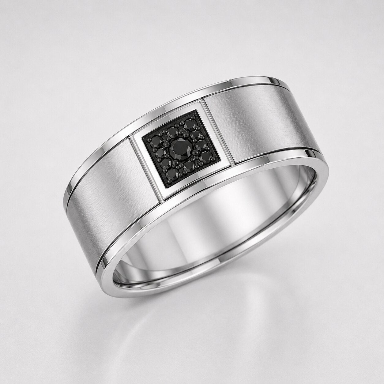Round Cut Black Diamond Men's Wedding Band