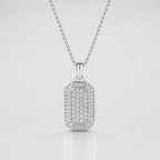 0.84 Carat Cluster Round Cut Lab Diamond Dog Tag Pendant For Men
