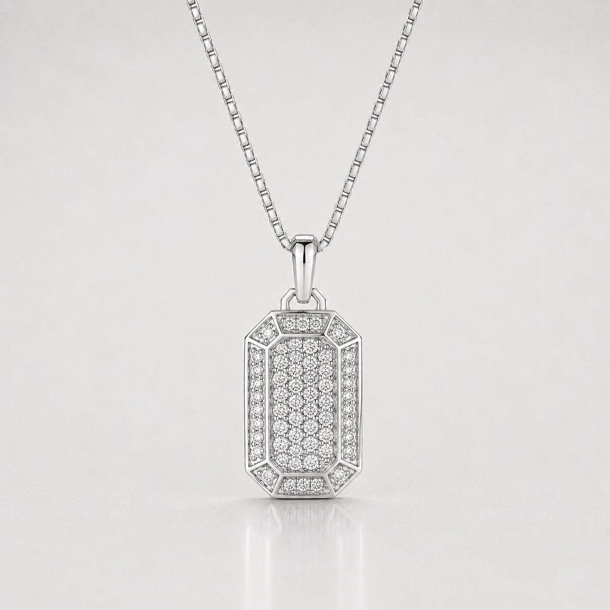 0.84 Carat Cluster Round Cut Lab Diamond Dog Tag Pendant For Men