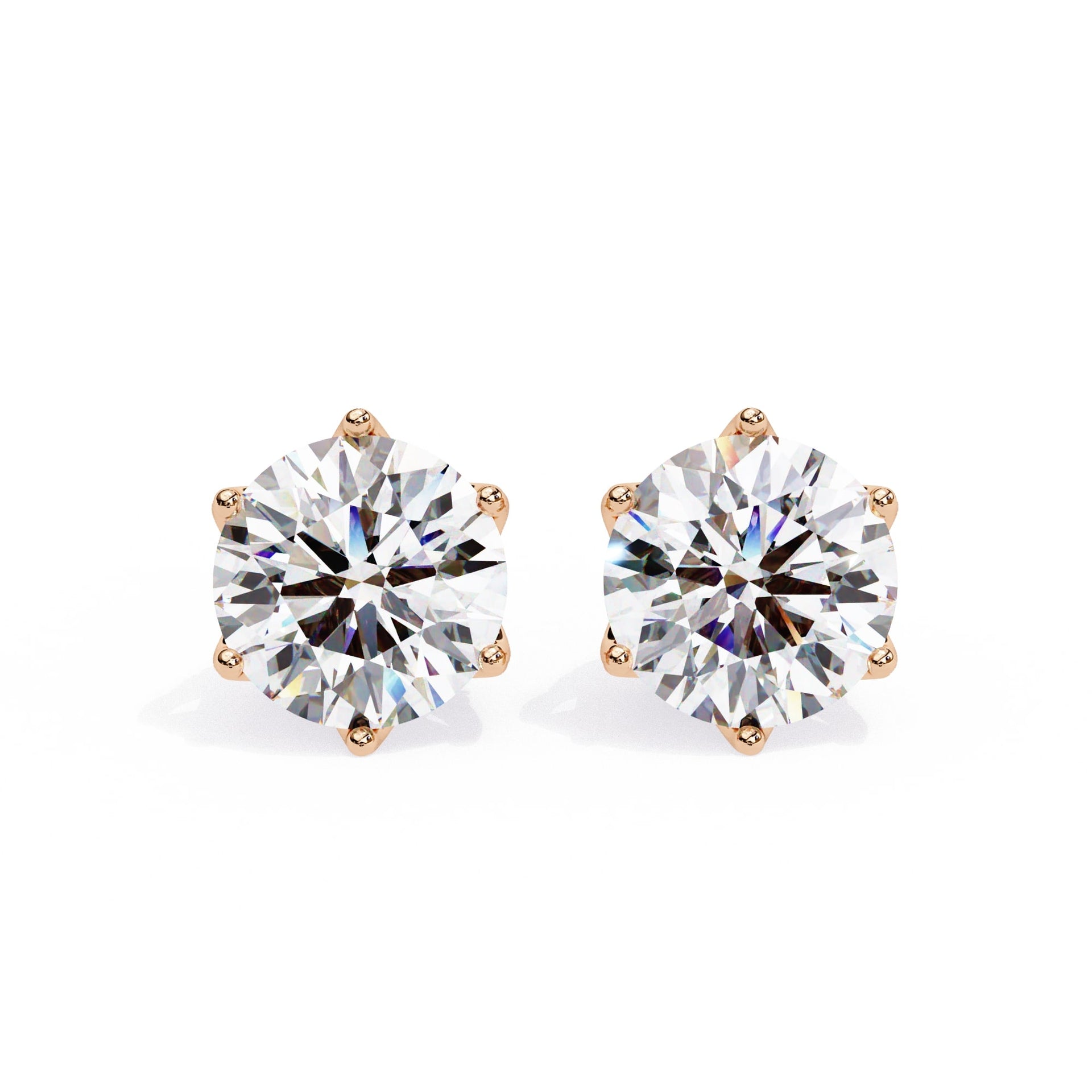 Round Lab Grown Diamond Earrings In Yellow Gold