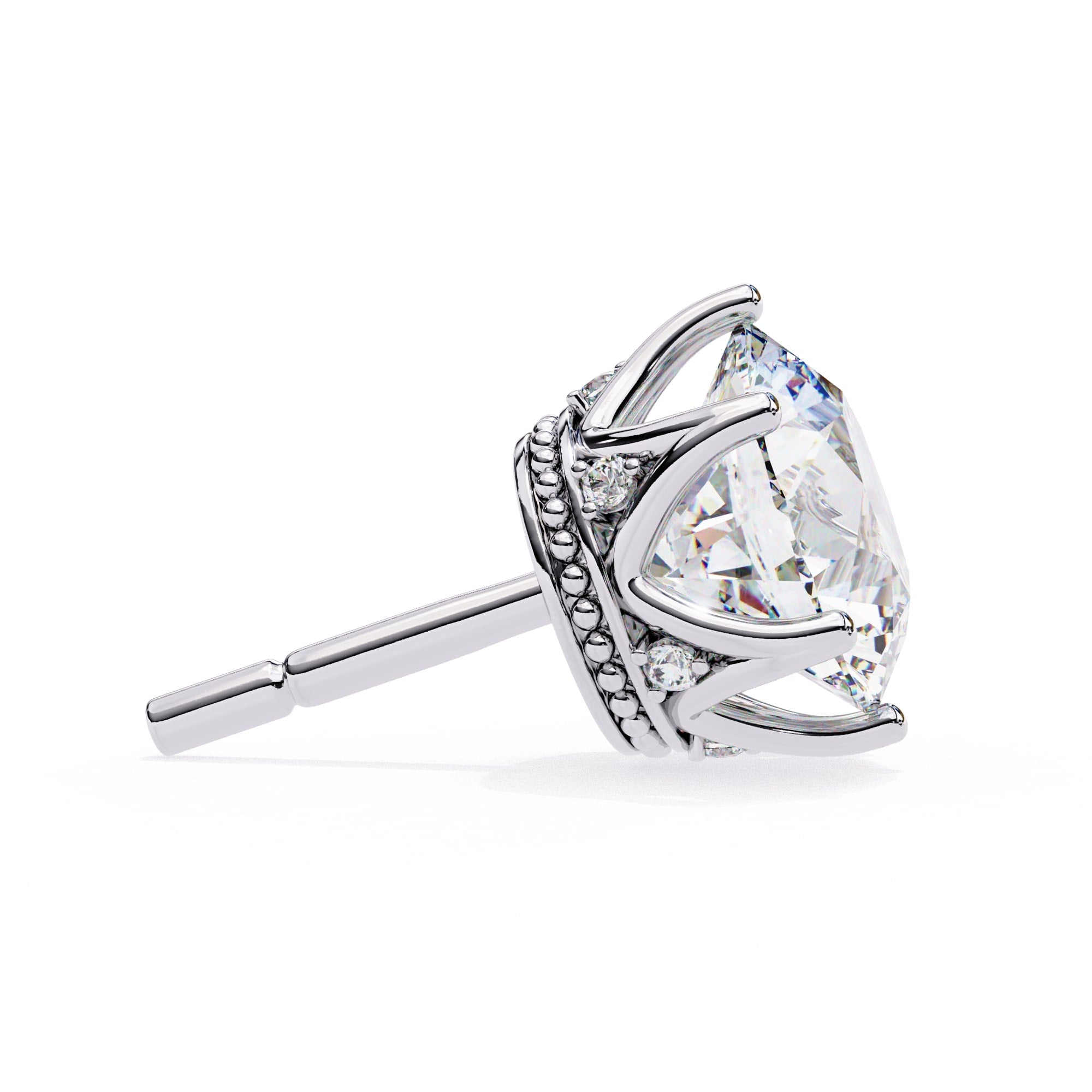 Round Diamond earrings with side rounds