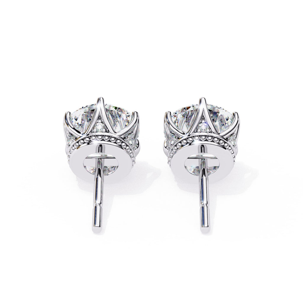 Round Diamond earrings with side rounds