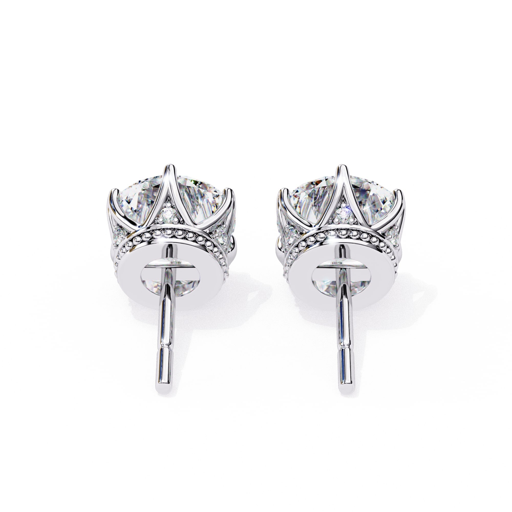Round Diamond earrings with side rounds