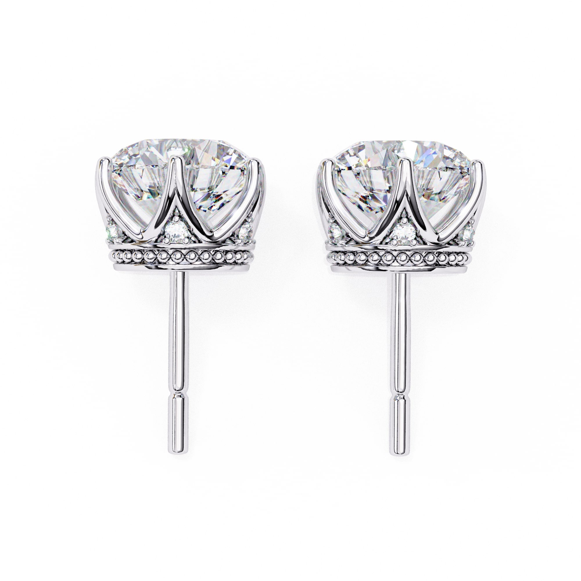 Round Diamond earrings with side rounds