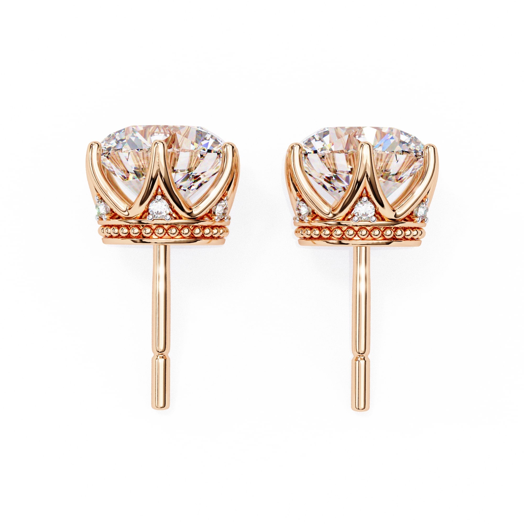 Round Diamond earrings with side rounds