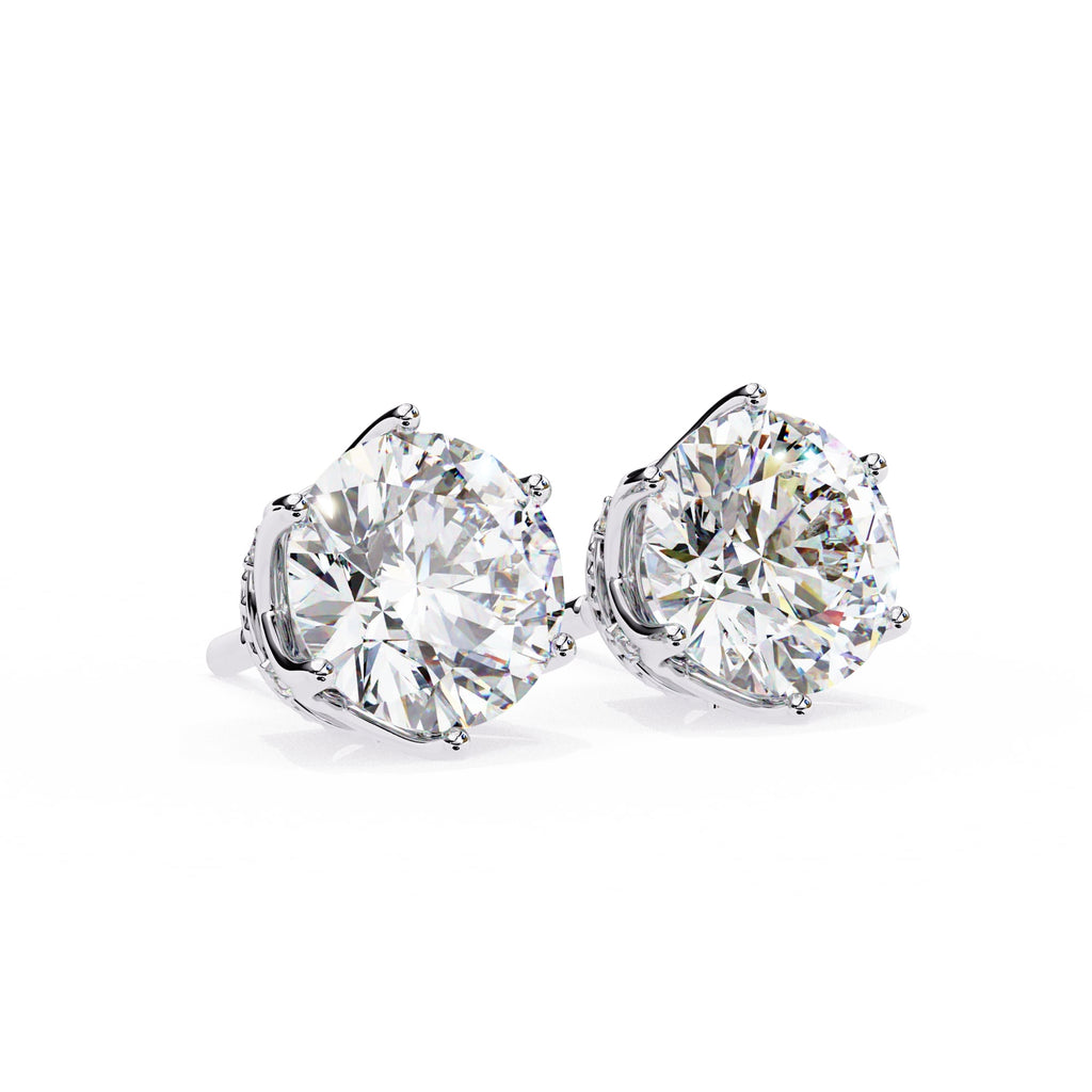 2.62 Carat Round Lab Grown Diamond Rose Gold Stud Earrings