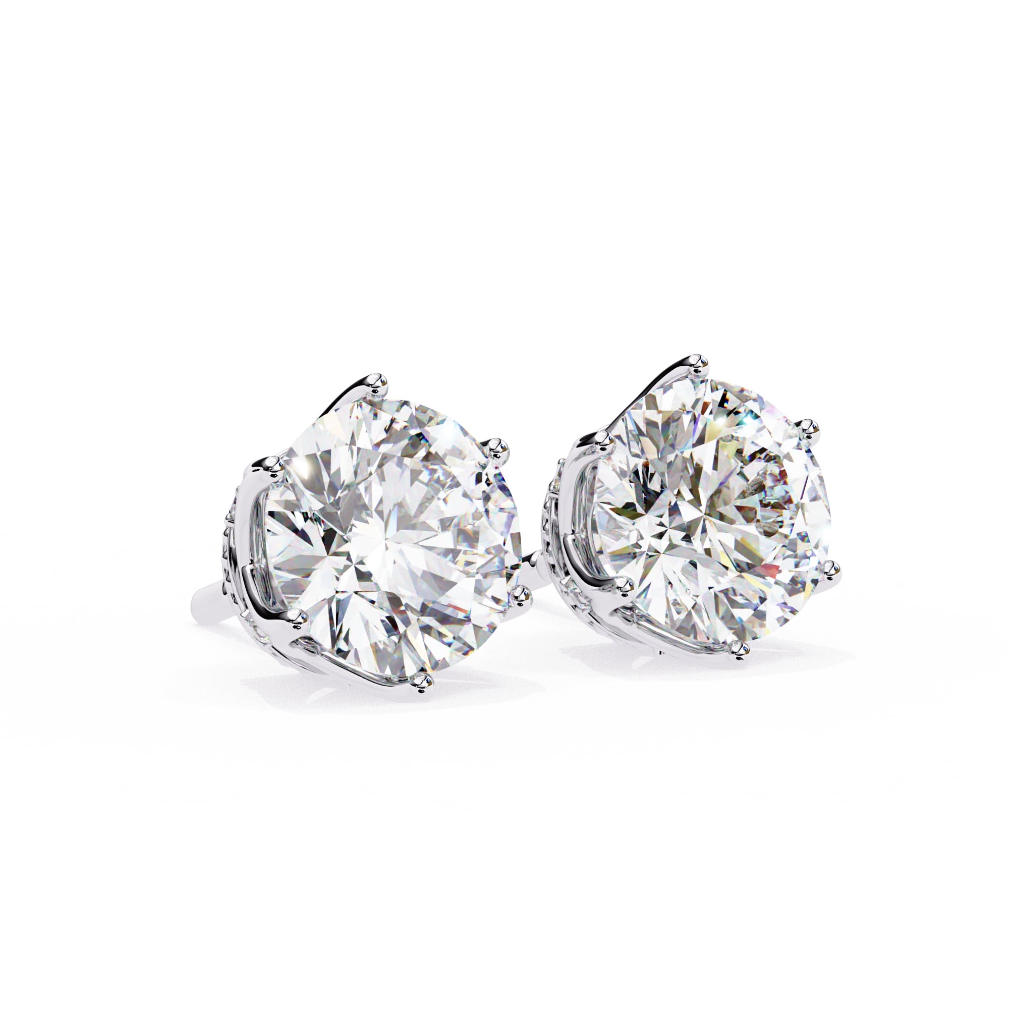 Round Diamond earrings with side rounds
