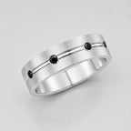 1 Carat Round Cut Black Diamond Groove Men's Wedding Ring