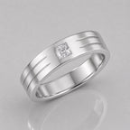 Lab Grown Princess Cut Single Diamond Mens Ring