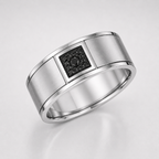 Round Cut Black Diamond Men's Wedding Band