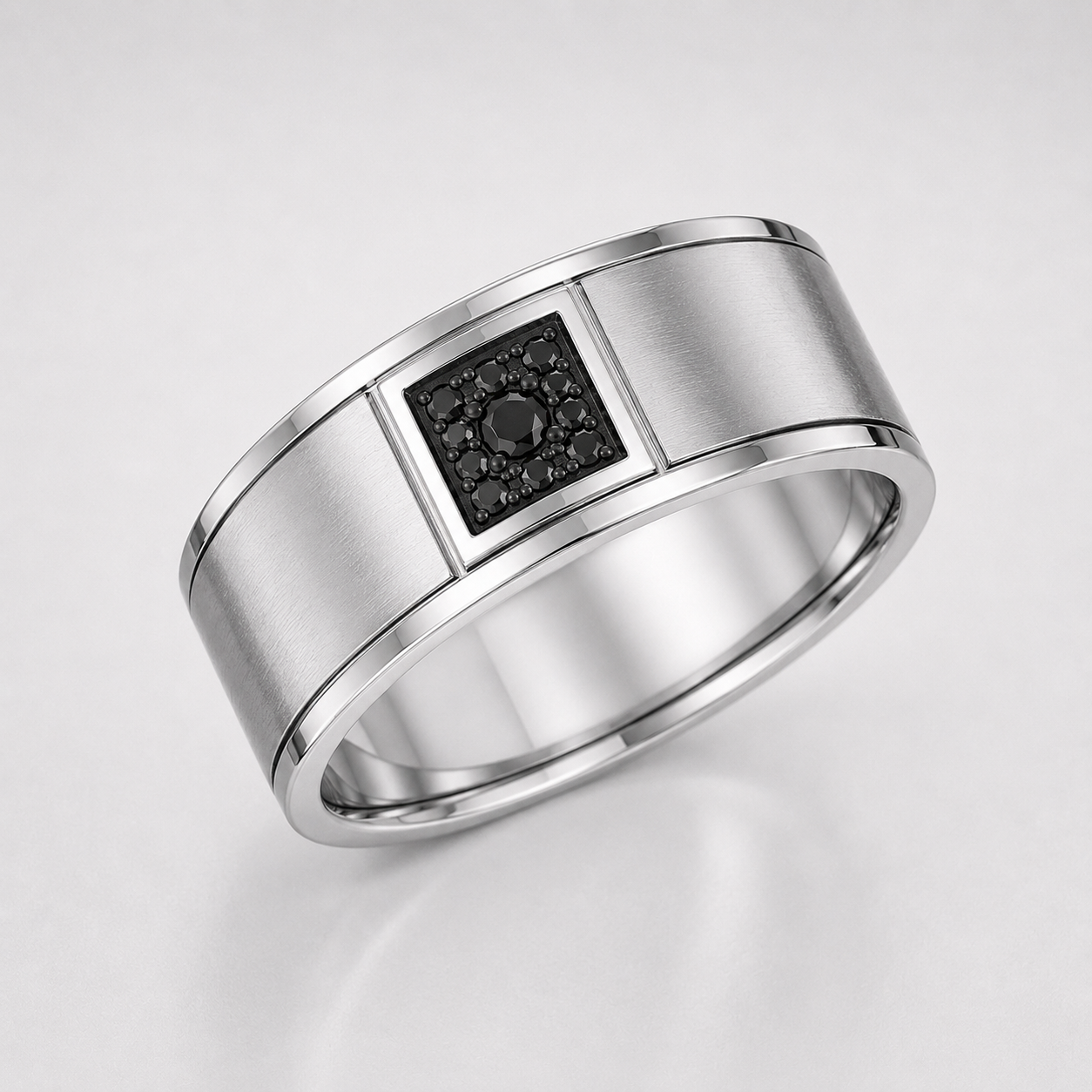 Round Cut Black Diamond Men's Wedding Band