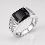 5.5 Carat Radiant Cut Black Diamond Statement Ring For Men