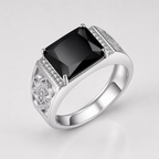 4 Carat Radiant Cut Black Diamond Statement Ring For Men