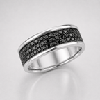 Multiple Round Cut Black Diamond Mens Eternity Pave Ring