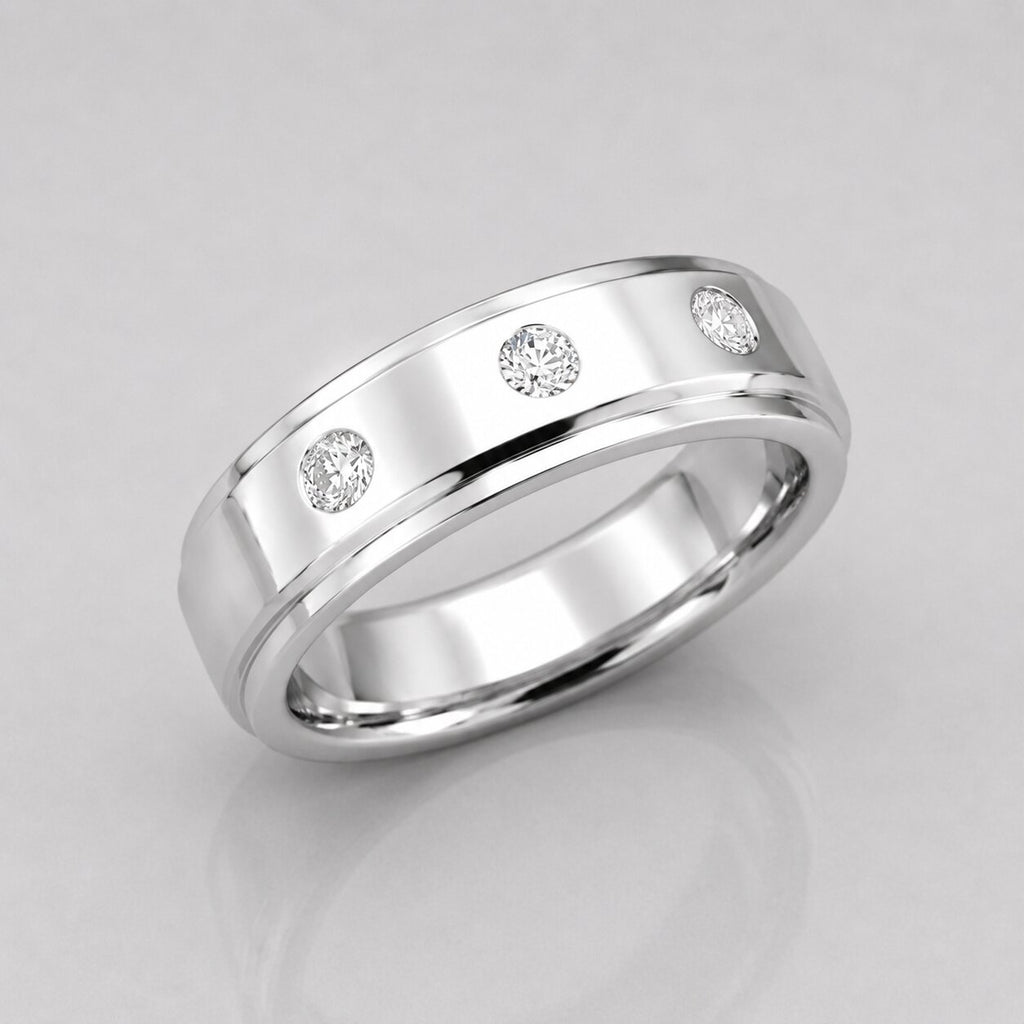 0.27 Carat Round Lab Grown Diamond Flush Setting Engagement Ring For Men
