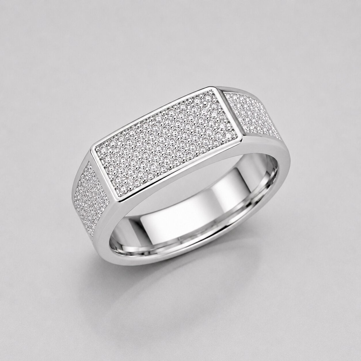 0.83 ct Classic Round Cut Lab Grown Diamond Mens Signet Ring