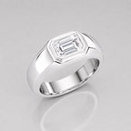 2.68 ct Emerald Cut Lab Diamond Engagement Ring with Bezel Setting