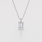 3 ct Emerald Cut Lab Grown Single Diamond Pendant Gifts For Him