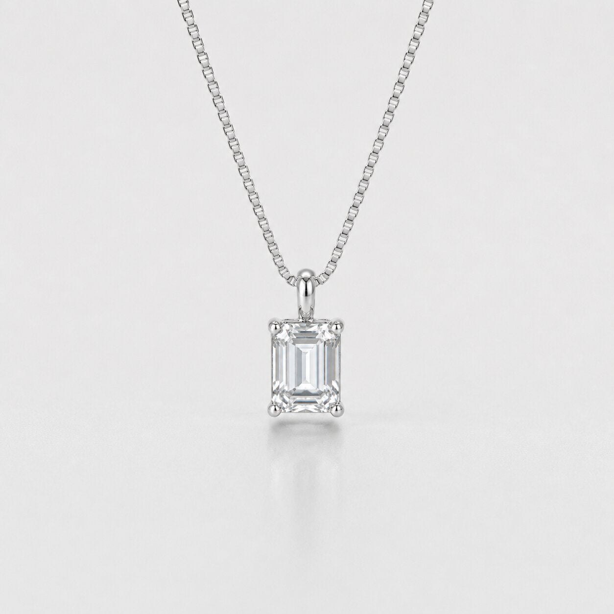3 ct Emerald Cut Lab Grown Single Diamond Pendant Gifts For Him