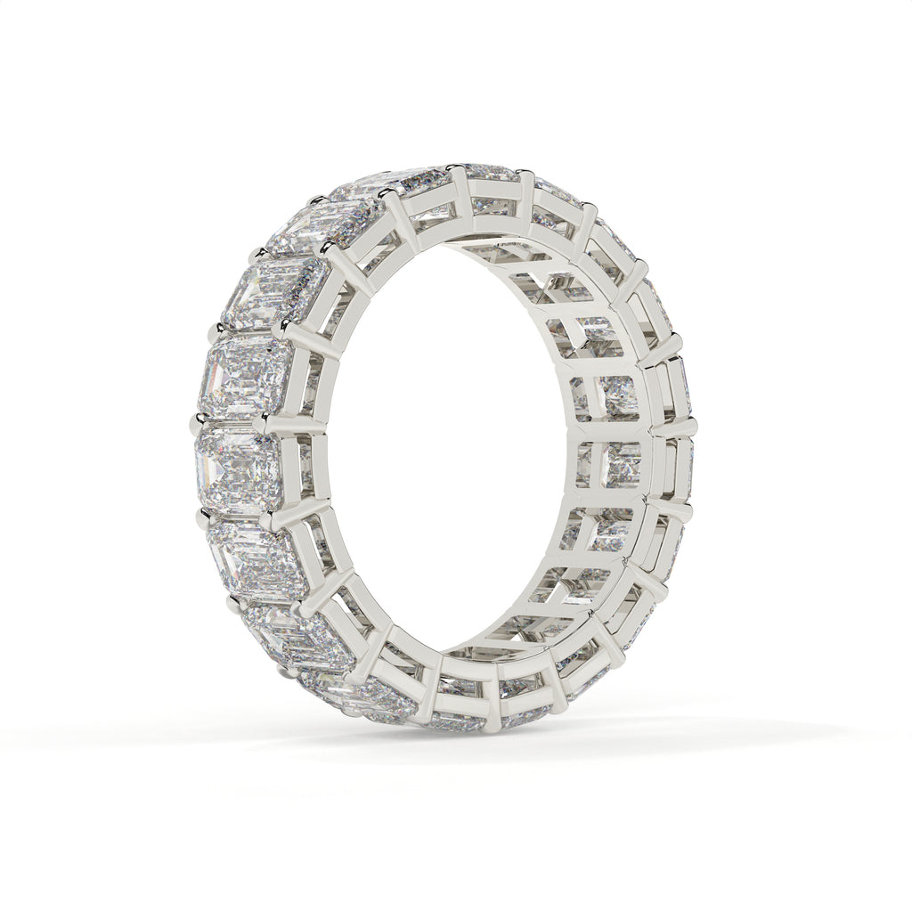 Emerald Diamond Eternity Ring With Prong Setting