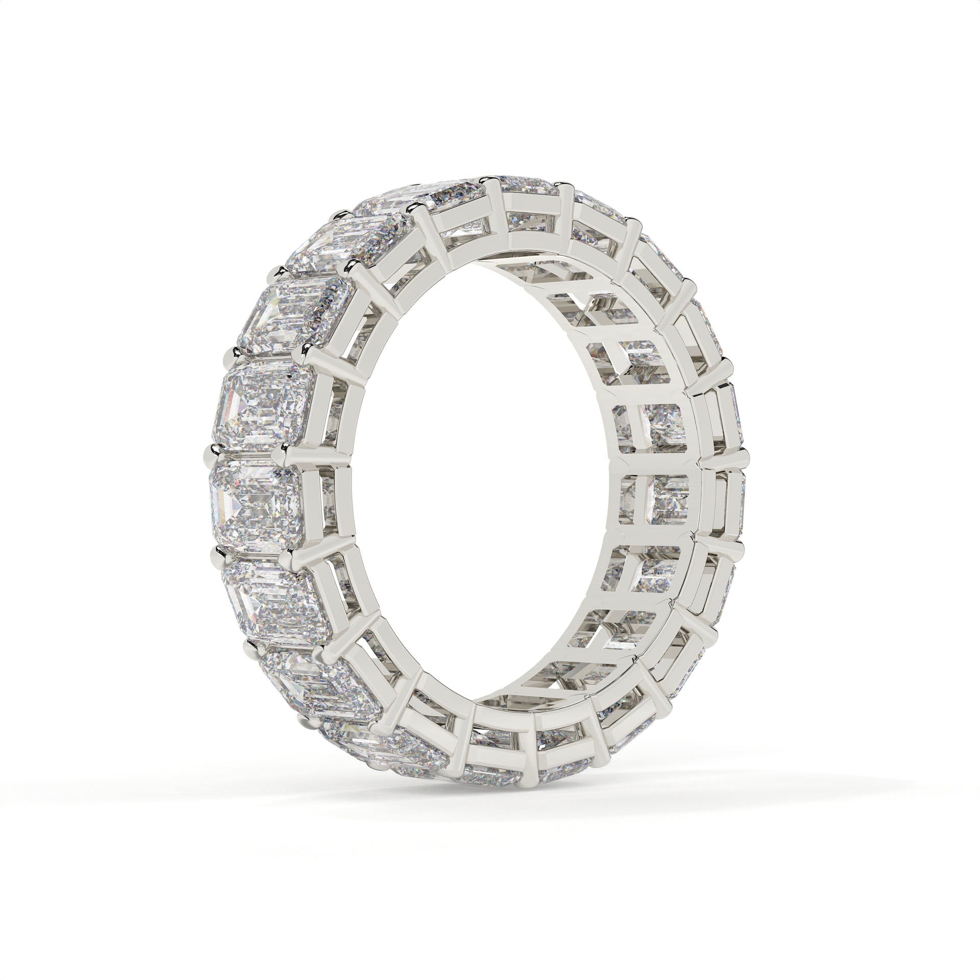 Emerald Diamond Eternity Ring With Prong Setting