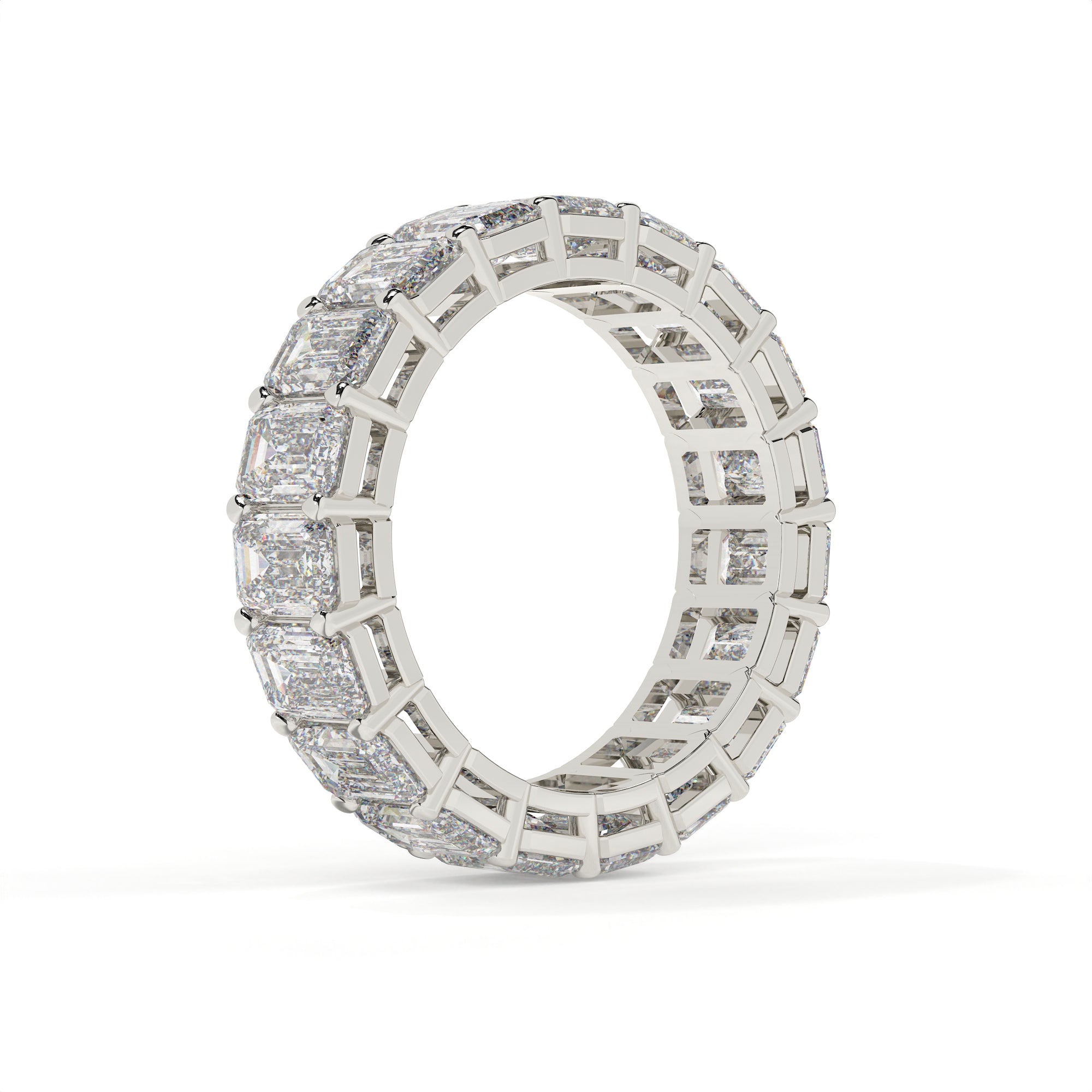 Emerald Diamond Eternity Ring With Prong Setting