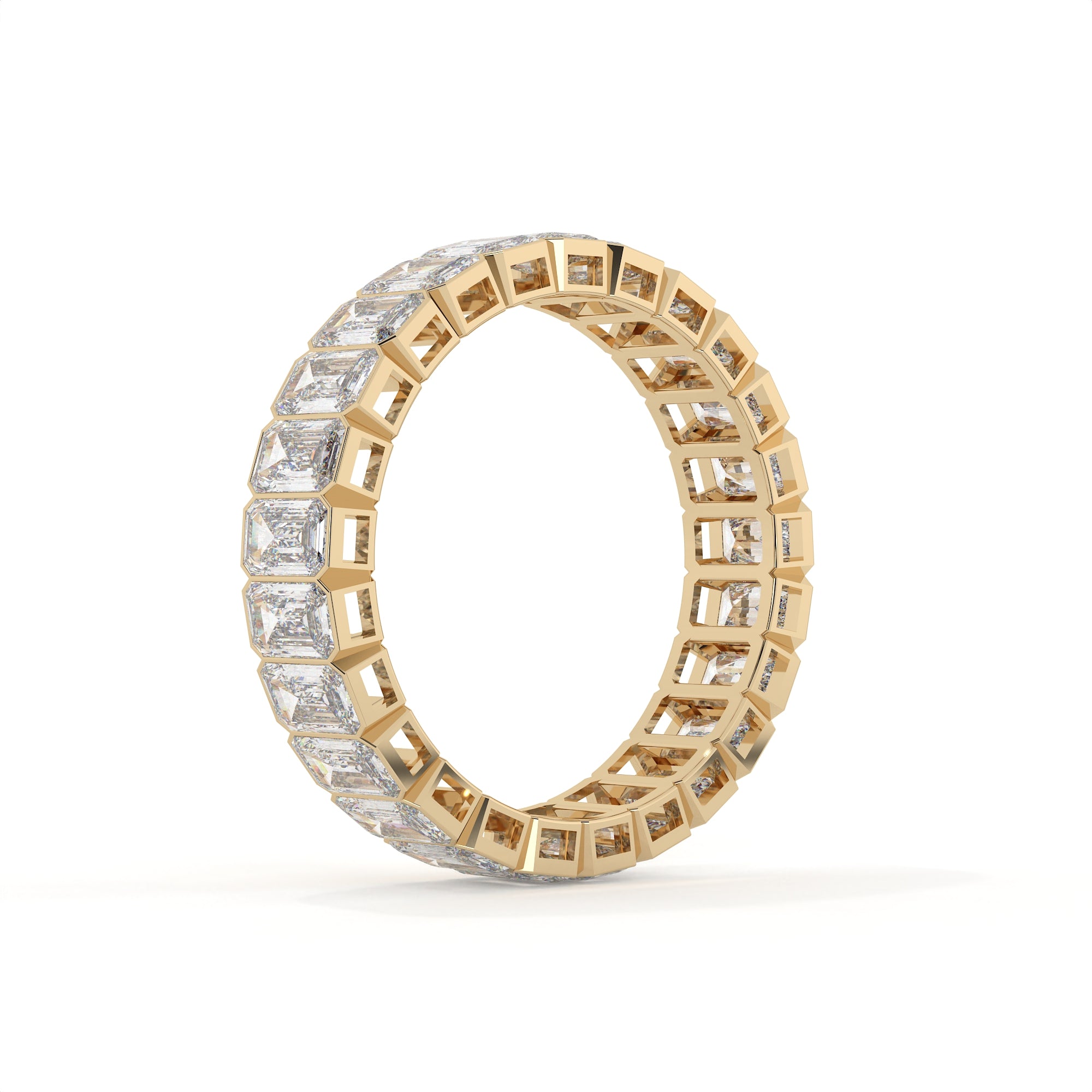 Emerald Lab Grown Diamond Bezel Set Eternity Ring