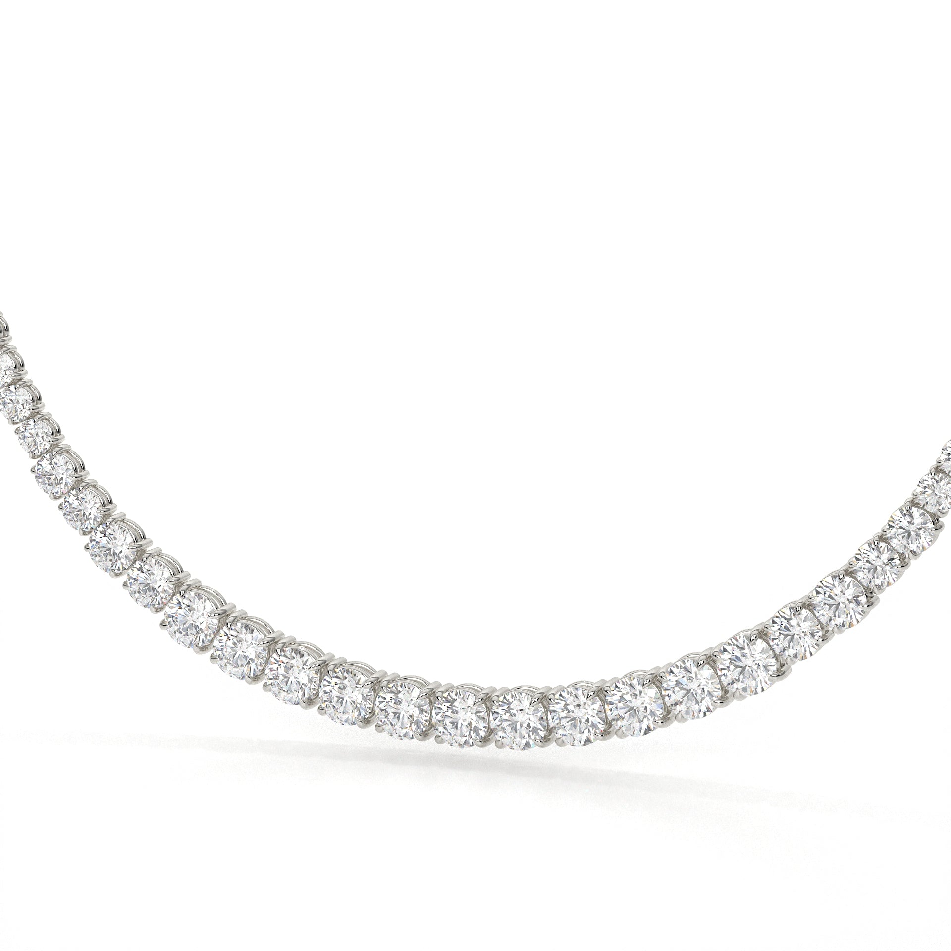 Round Cut Lab Diamond Tennis Necklace