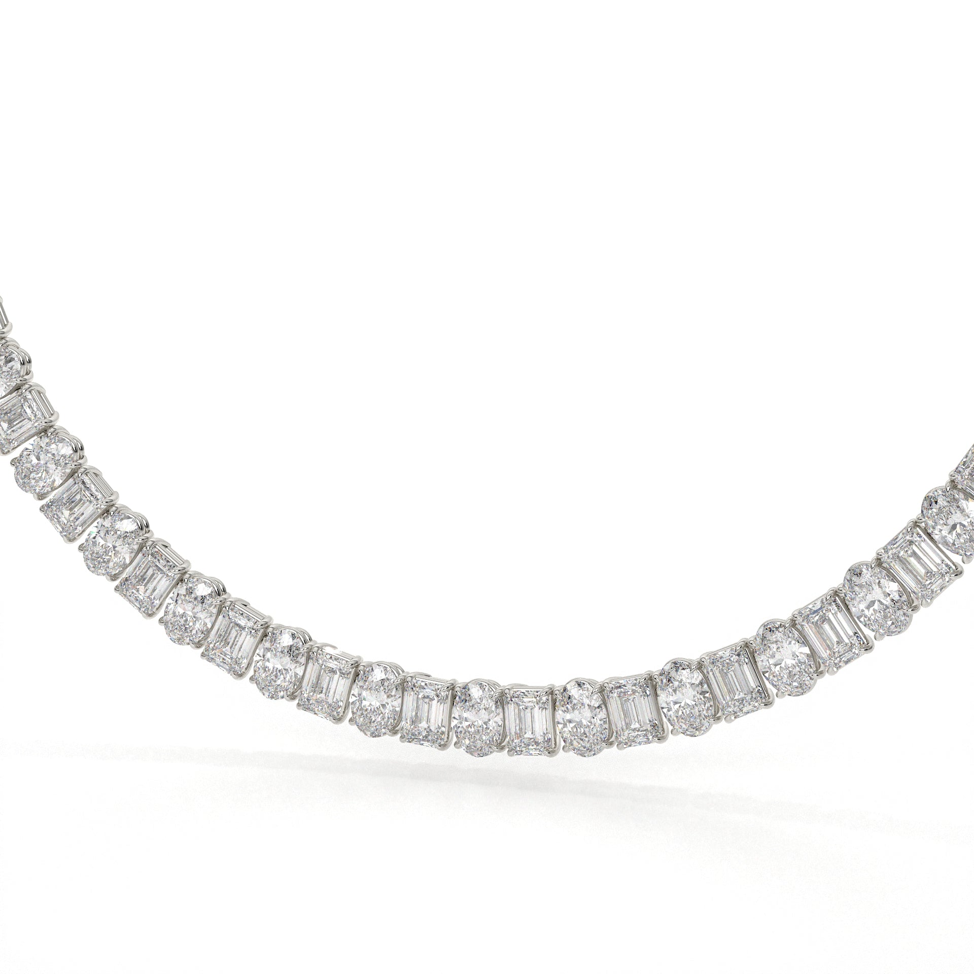 Emerald And Oval Diamond Tennis Necklace