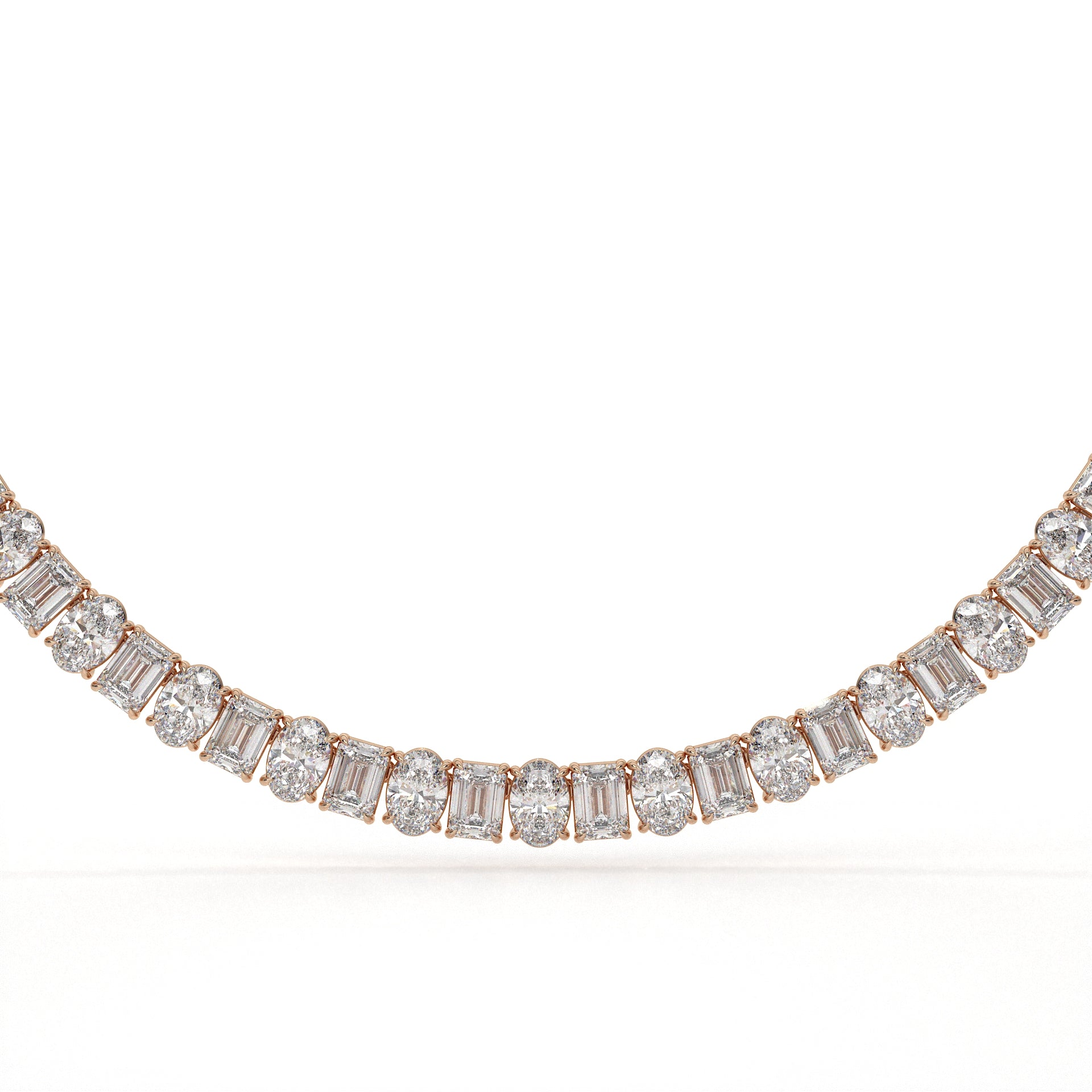 Emerald And Oval Diamond Tennis Necklace