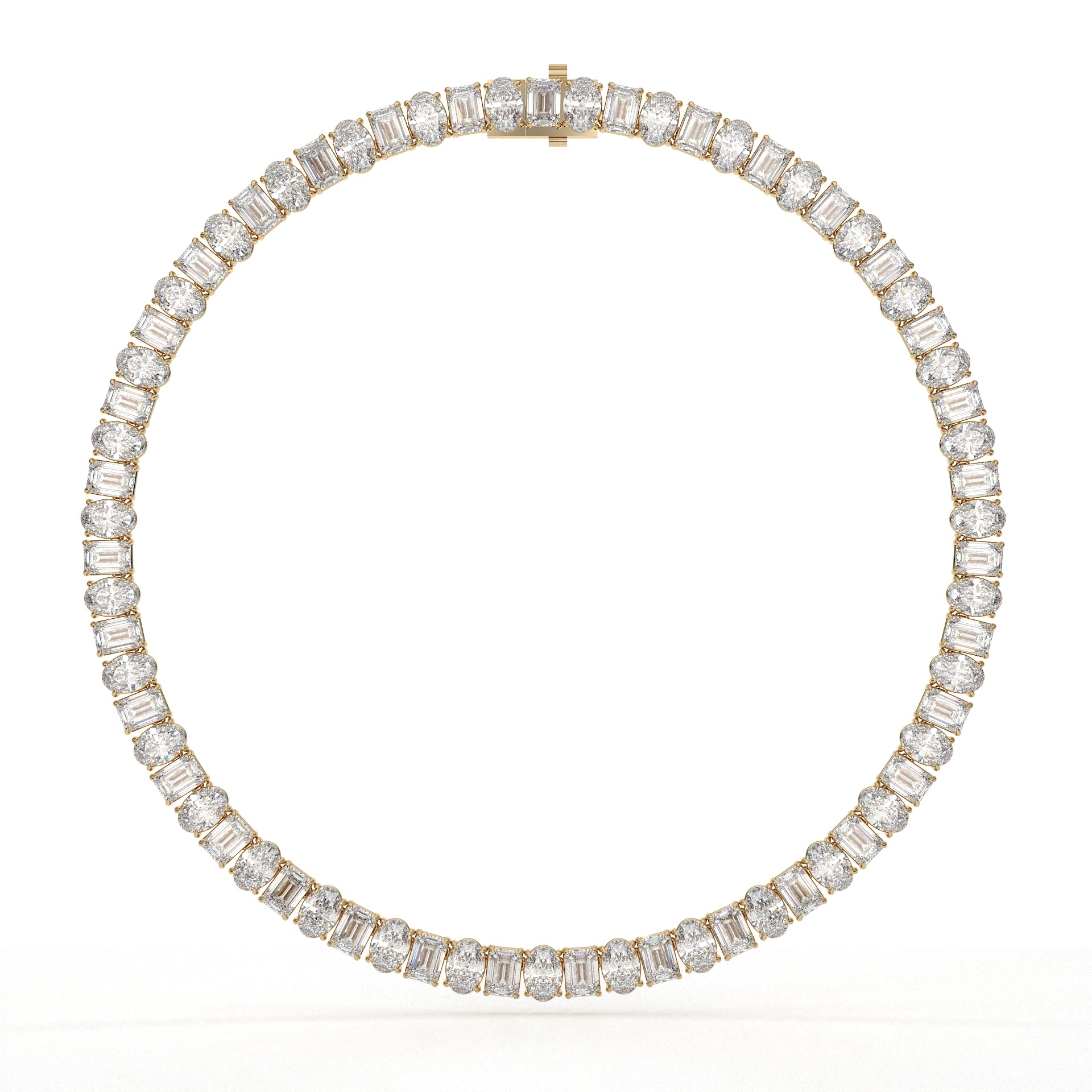 Emerald And Oval Diamond Tennis Necklace